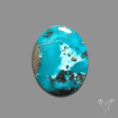 Persian Turquoise with Pyrite Inclusion Cabochon