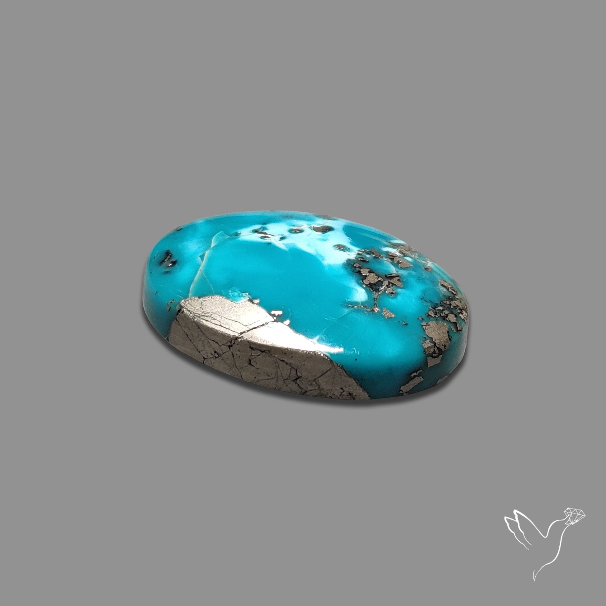 Persian Turquoise with Pyrite Inclusion Cabochon