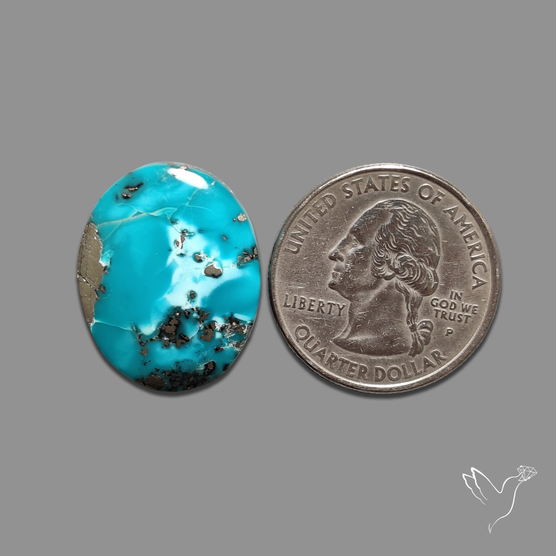 Persian Turquoise with Pyrite Inclusion Cabochon