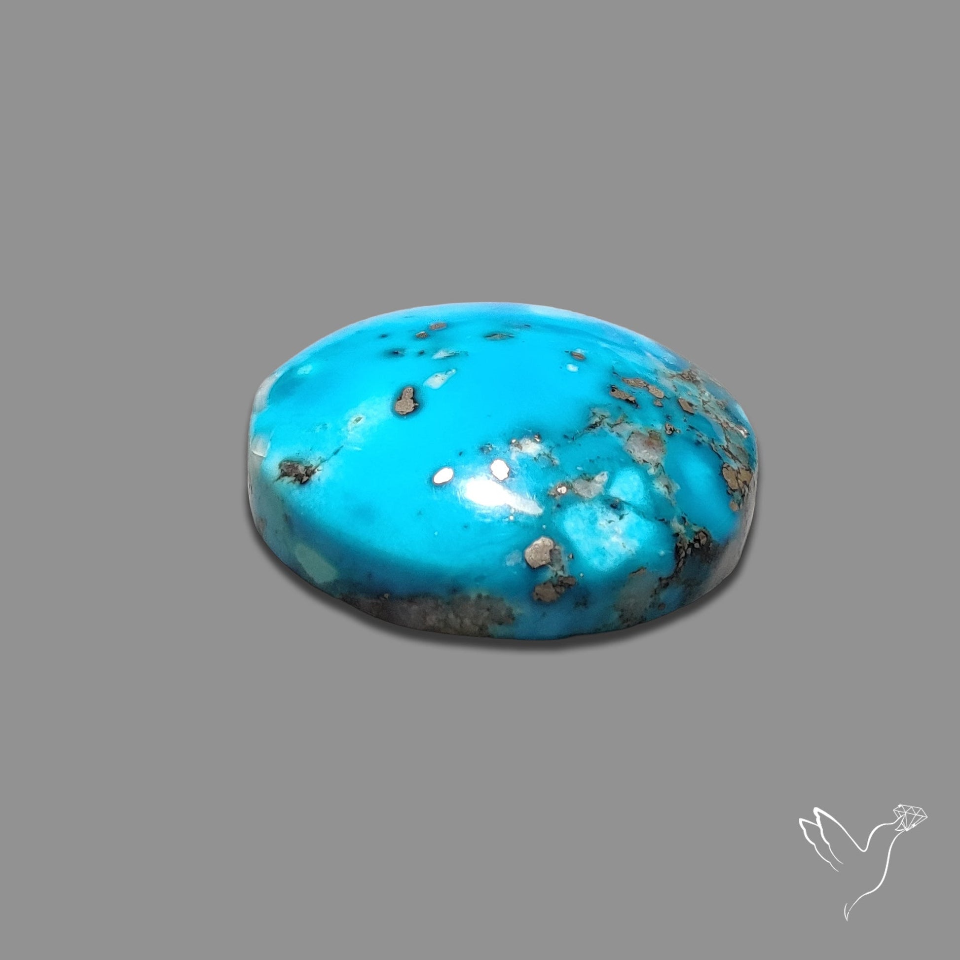 Persian Turquoise with Pyrite Inclusion Cabochon