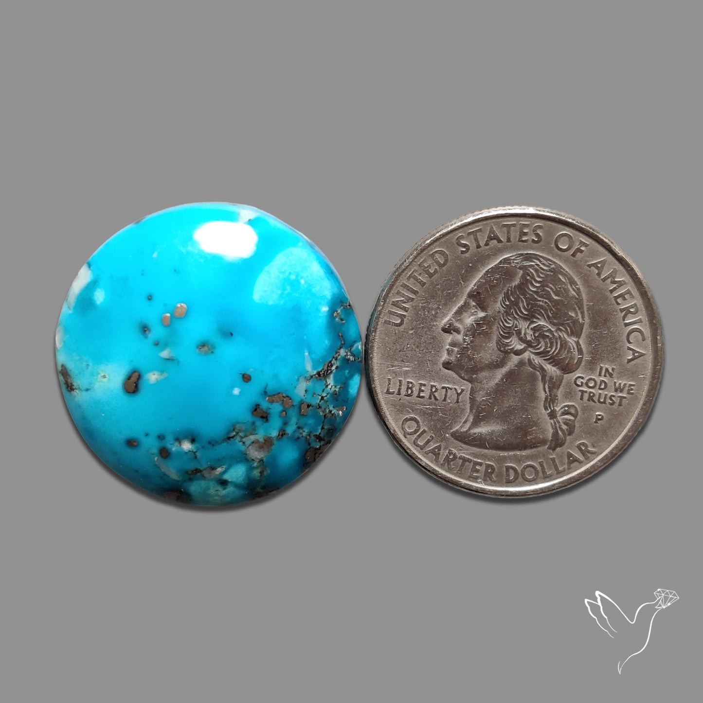 Persian Turquoise with Pyrite Inclusion Cabochon