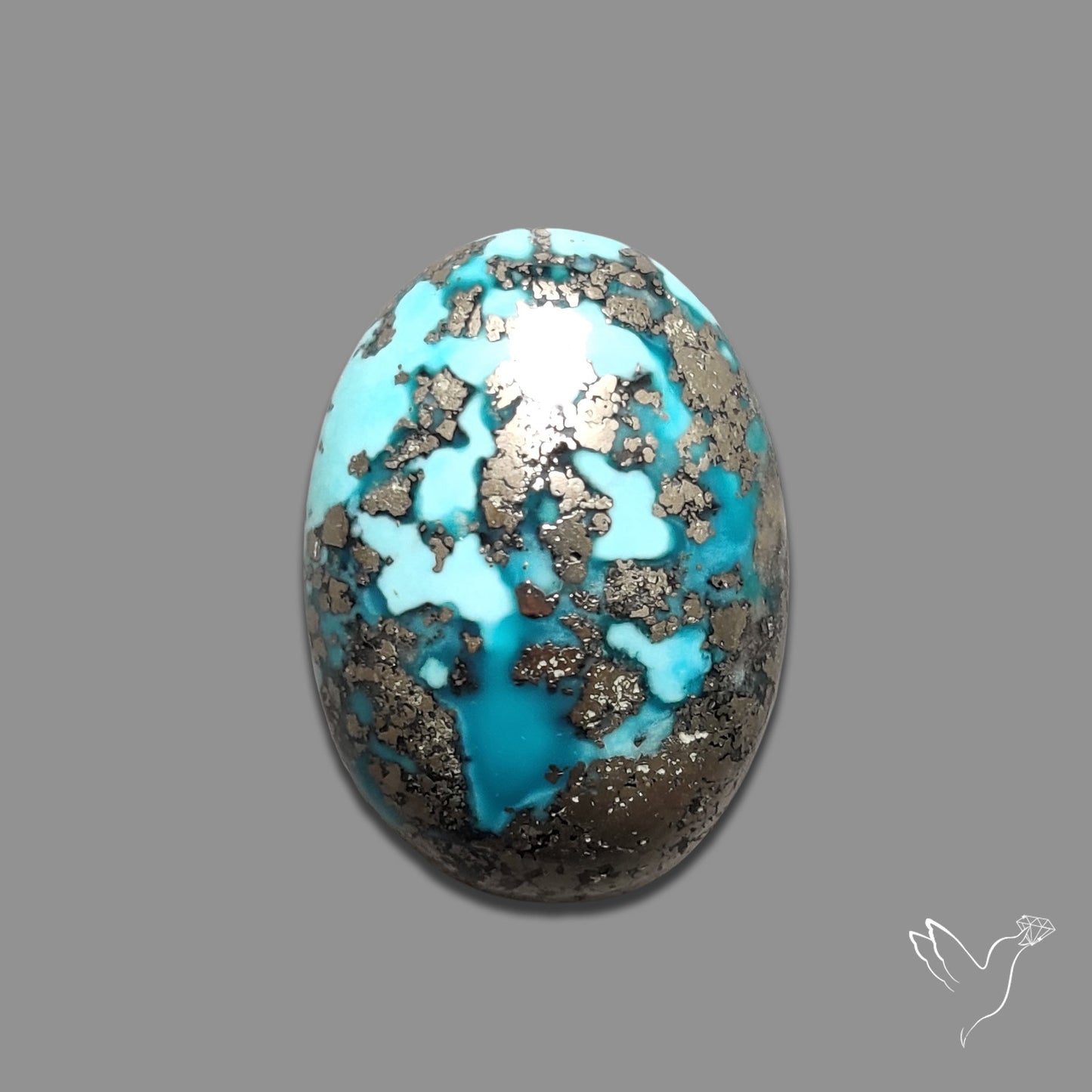 Persian Turquoise with Pyrite Inclusion Cabochon