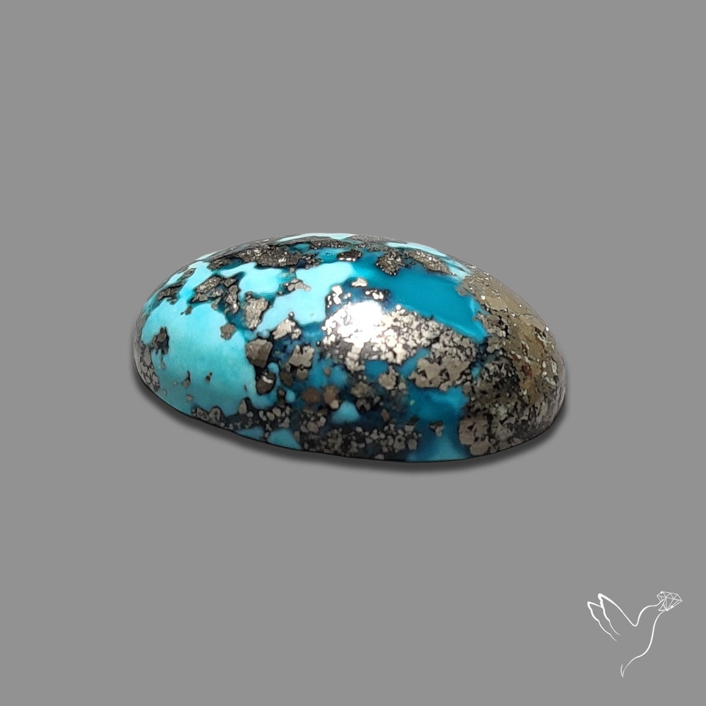 Persian Turquoise with Pyrite Inclusion Cabochon
