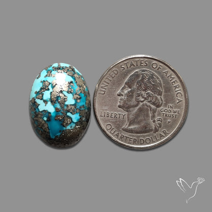 Persian Turquoise with Pyrite Inclusion Cabochon