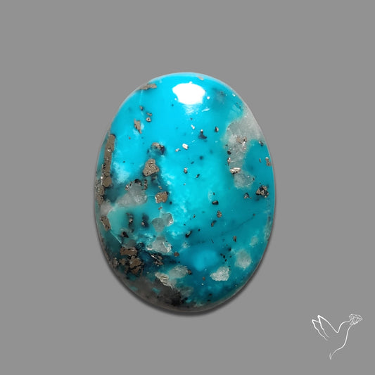 Persian Turquoise with Pyrite Inclusion Cabochon