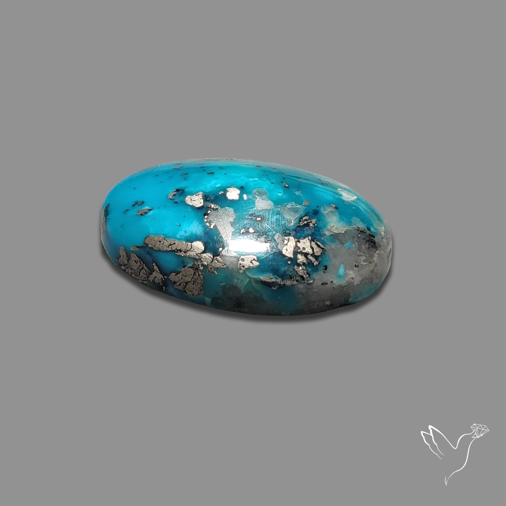 Persian Turquoise with Pyrite Inclusion Cabochon