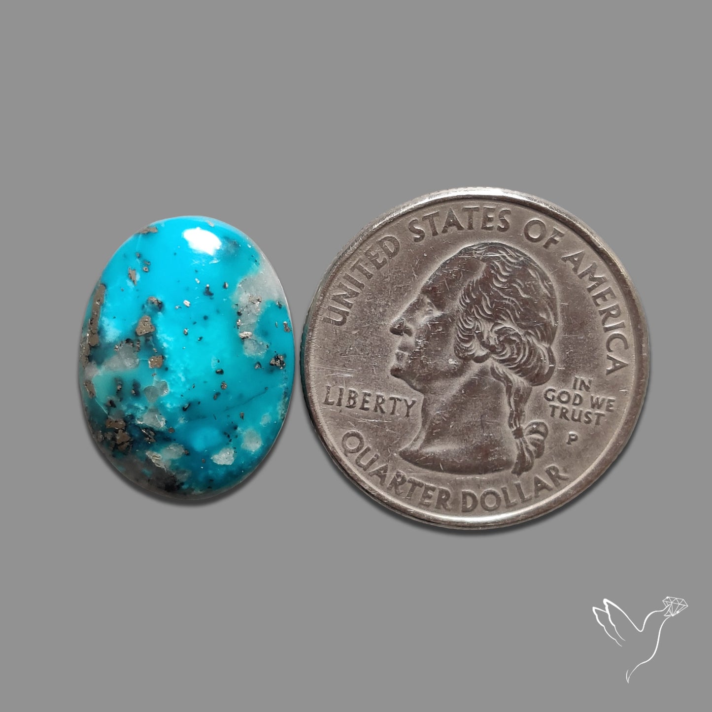 Persian Turquoise with Pyrite Inclusion Cabochon