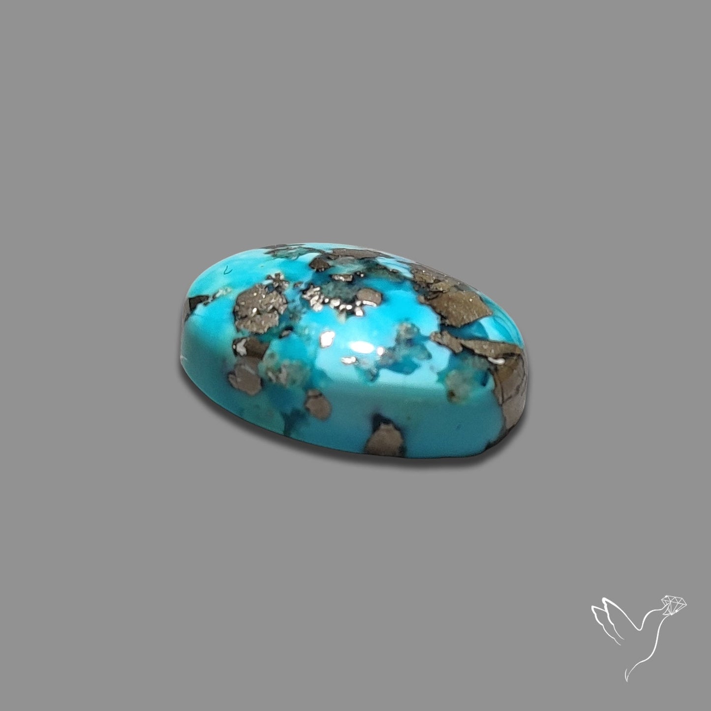 Persian Turquoise with Pyrite Inclusion Cabochon