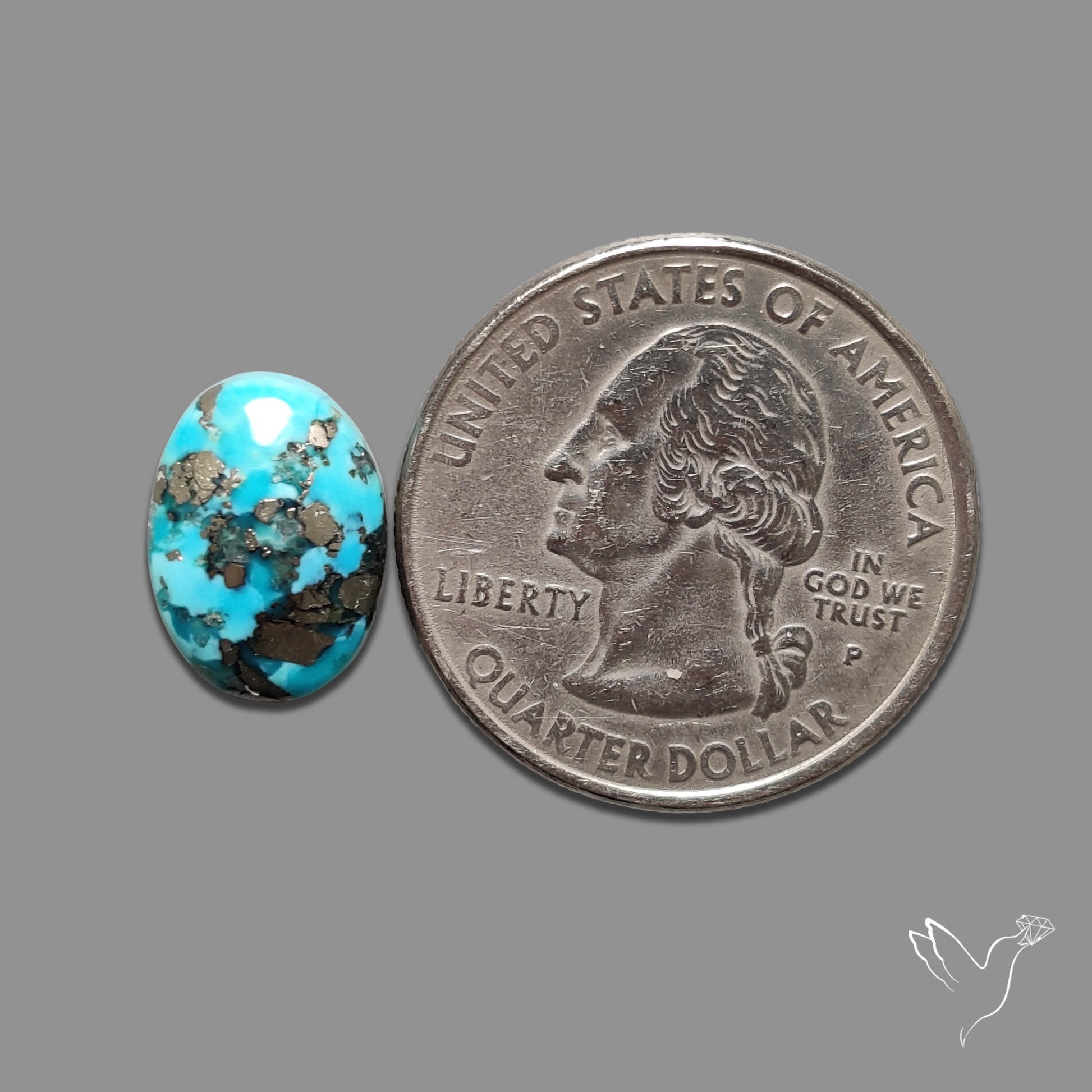 Persian Turquoise with Pyrite Inclusion Cabochon