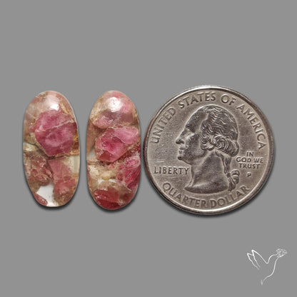 Pink Tourmaline Mosaic In Quartz Pair