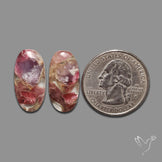 Pink Tourmaline Mosaic In Quartz Pair