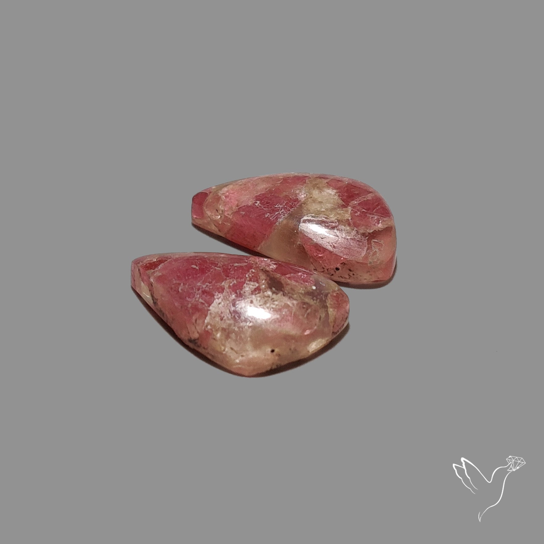 Pink Tourmaline Mosaic In Quartz Pair