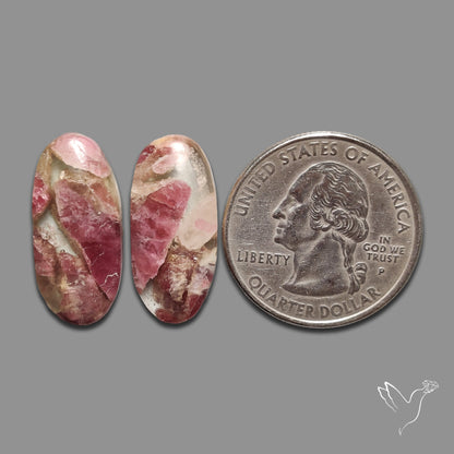 Pink Tourmaline Mosaic In Quartz Pair