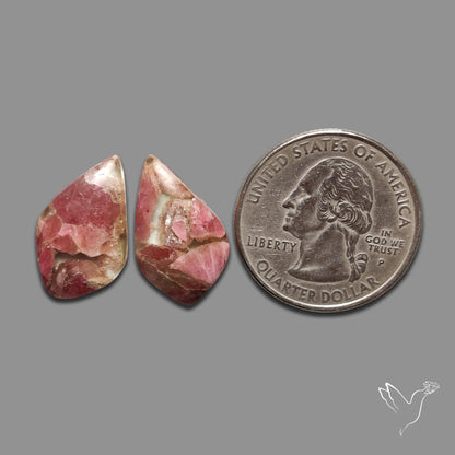 Pink Tourmaline Mosaic In Quartz Pair