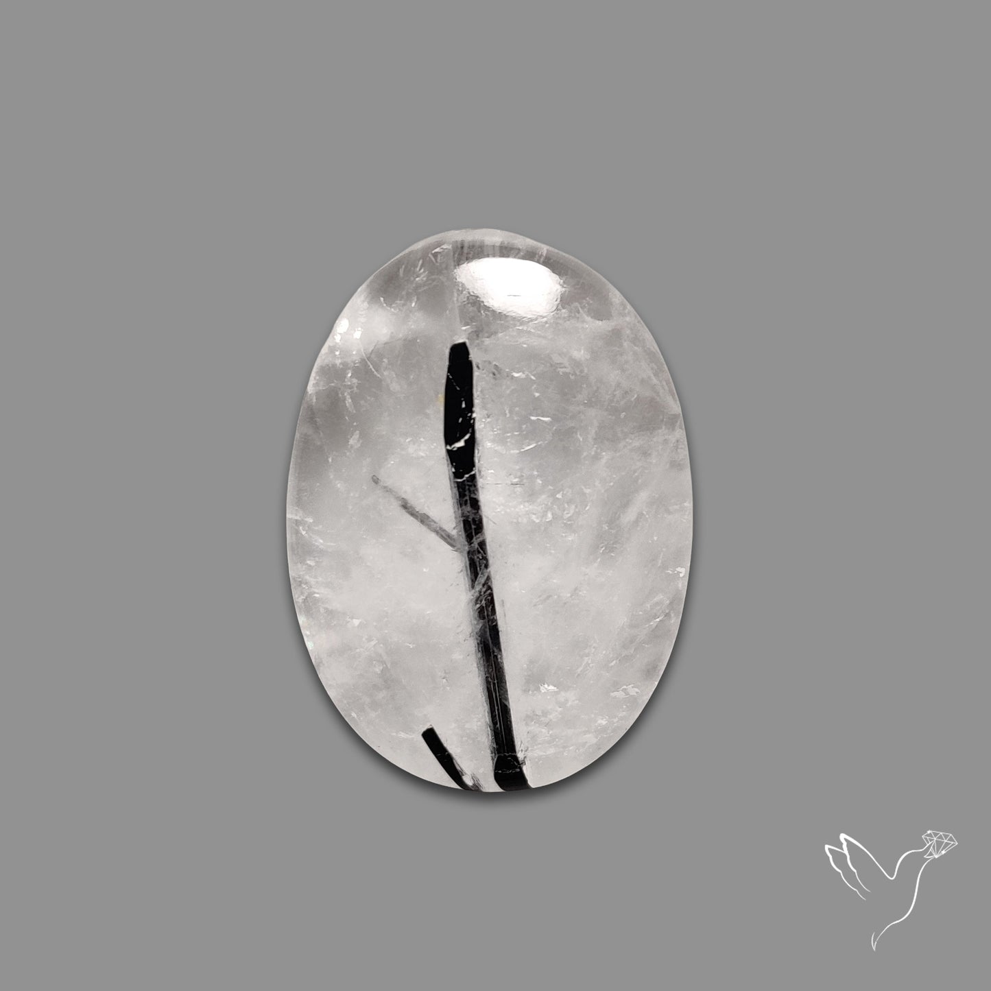 Black Tourmaline In Quartz Cabochon