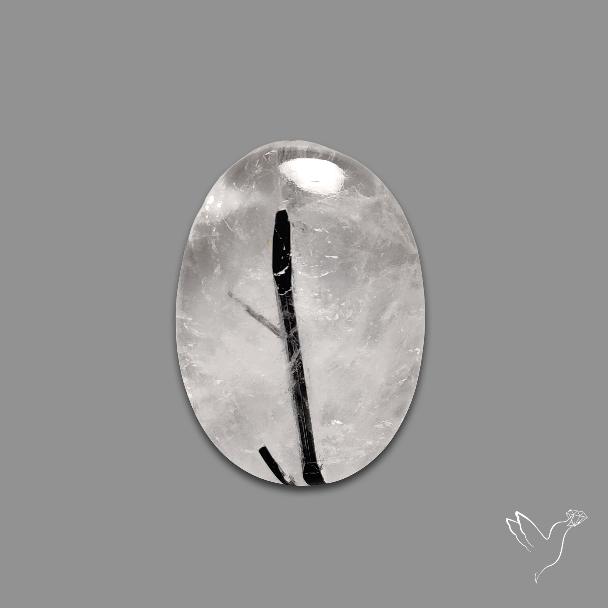 Black Tourmaline In Quartz Cabochon