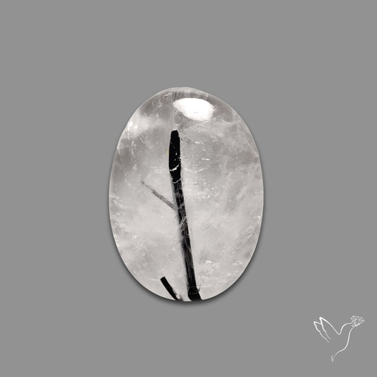 Black Tourmaline In Quartz Cabochon