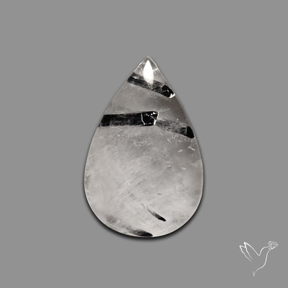 Black Tourmaline In Quartz Cabochon