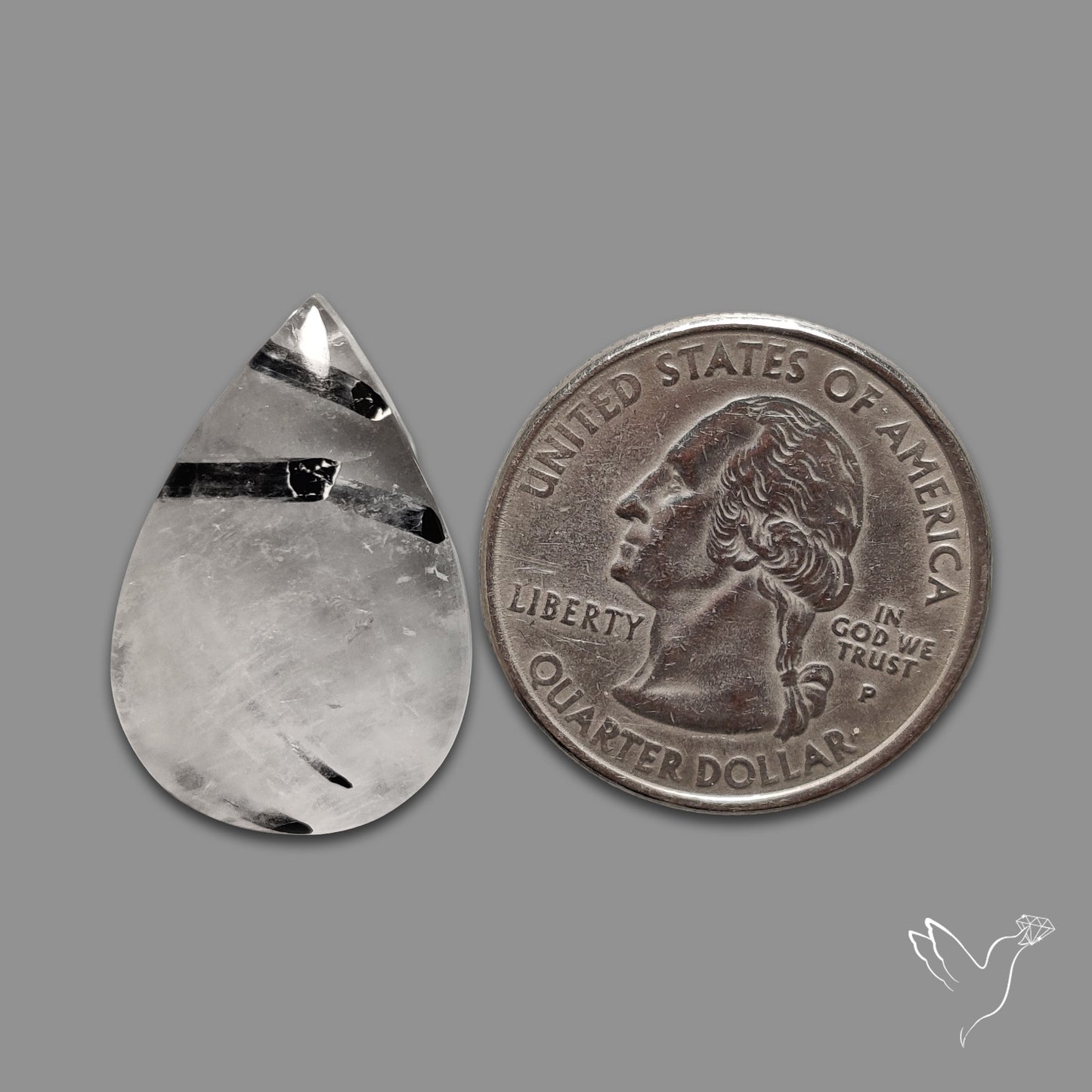 Black Tourmaline In Quartz Cabochon