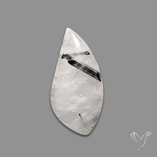 Black Tourmaline In Quartz Cabochon