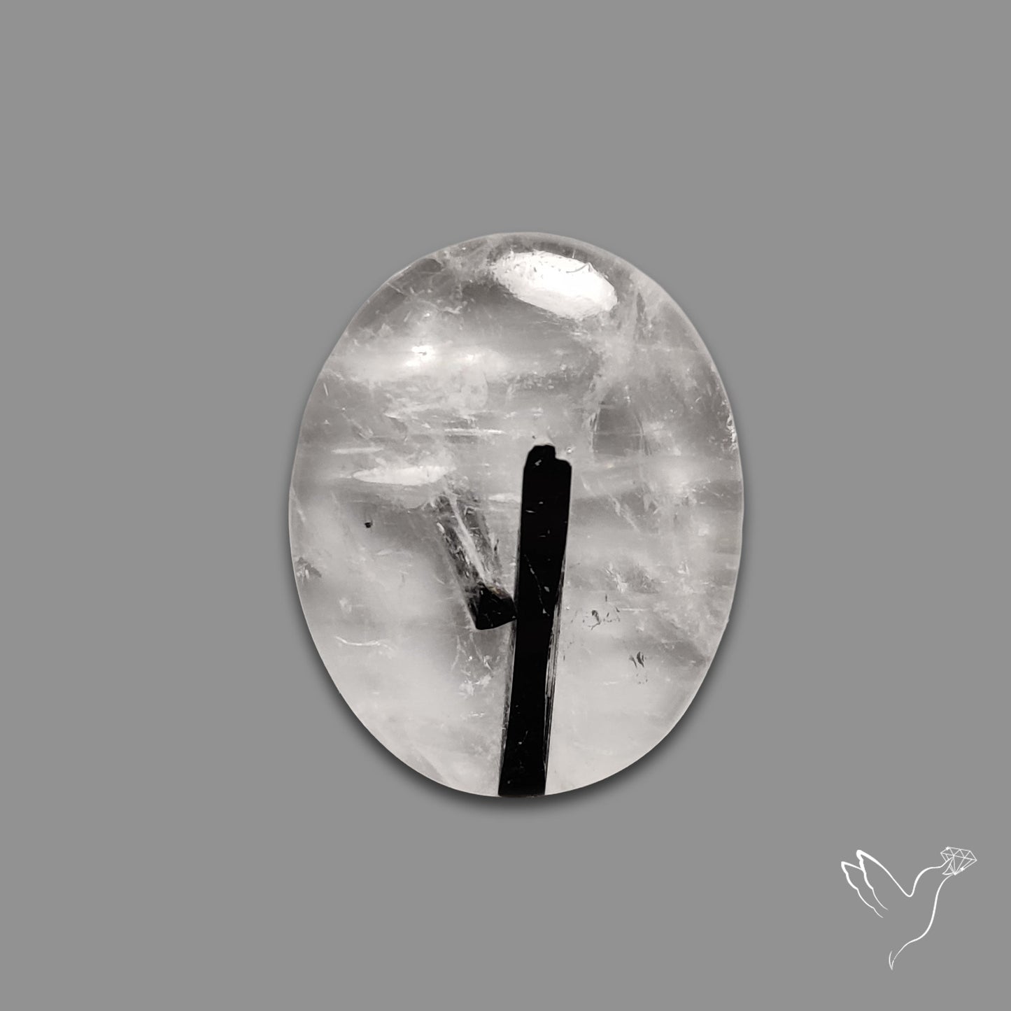 Black Tourmaline In Quartz Cabochon