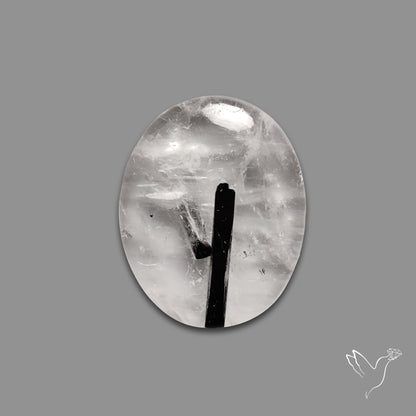 Black Tourmaline In Quartz Cabochon