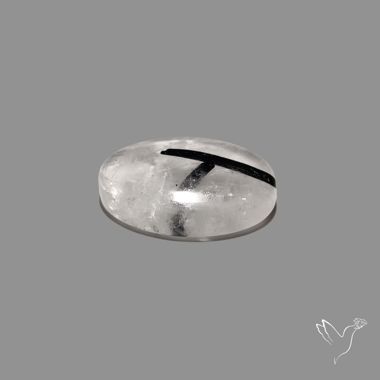 Black Tourmaline In Quartz Cabochon