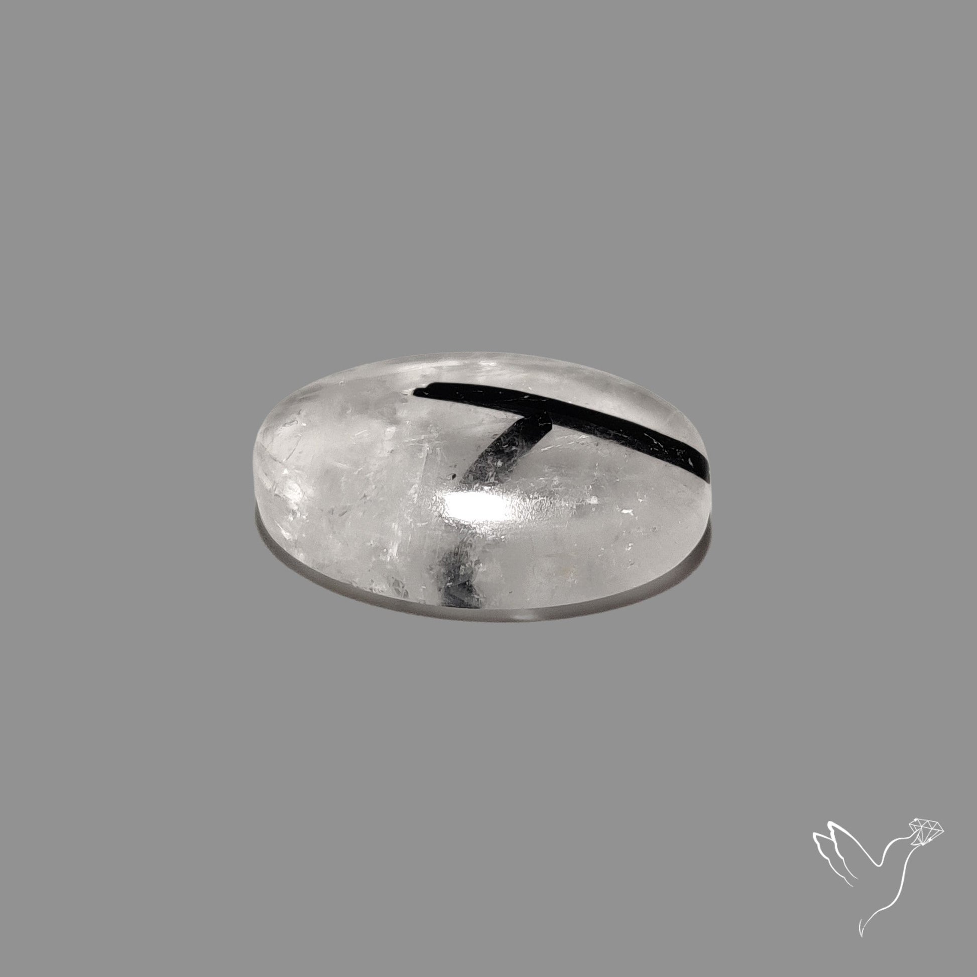 Black Tourmaline In Quartz Cabochon