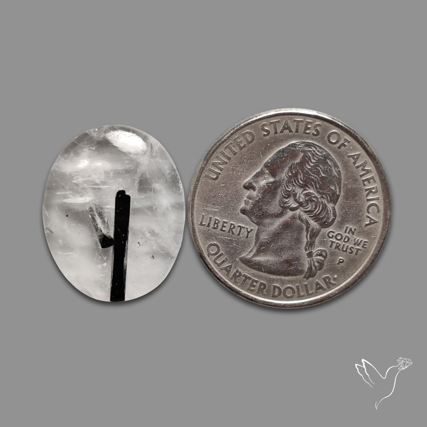 Black Tourmaline In Quartz Cabochon