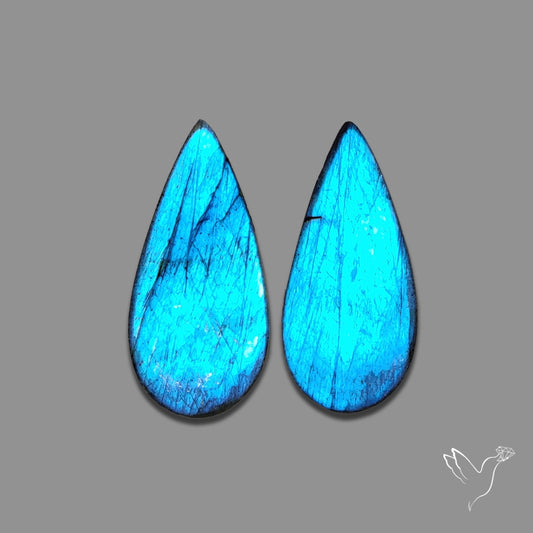 Clear Blue Labradorite Pair