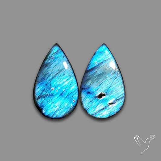 Clear Blue Labradorite Pair