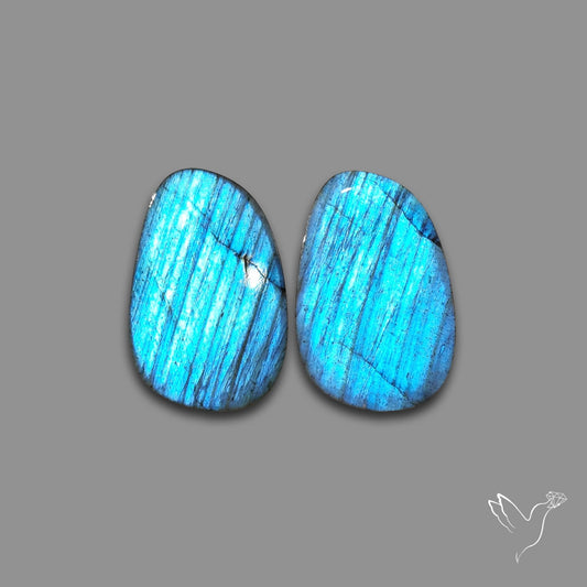 Clear Blue Labradorite Pair