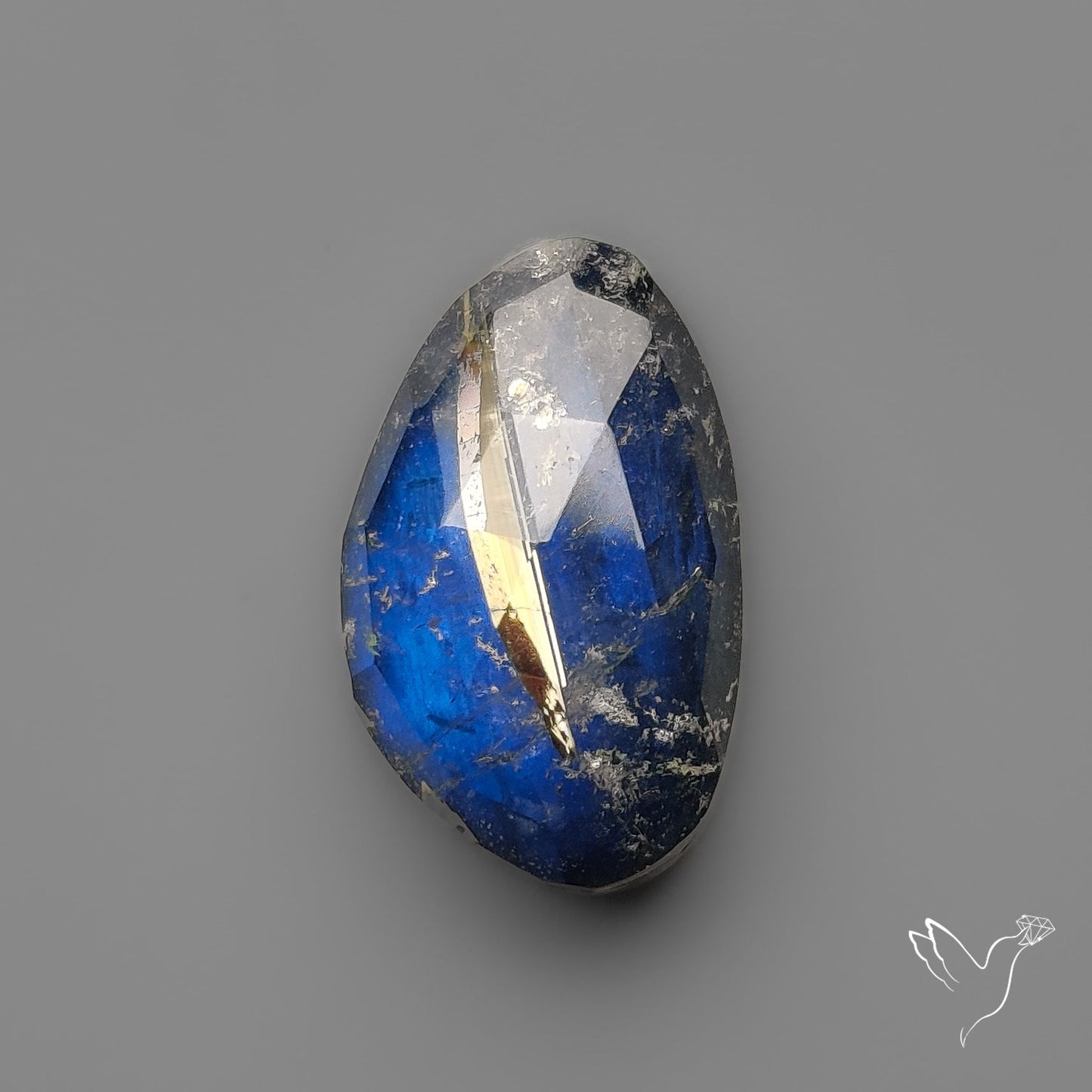 Rose Cut Golden Rutilated Quartz With Blue Labradorite Doublet