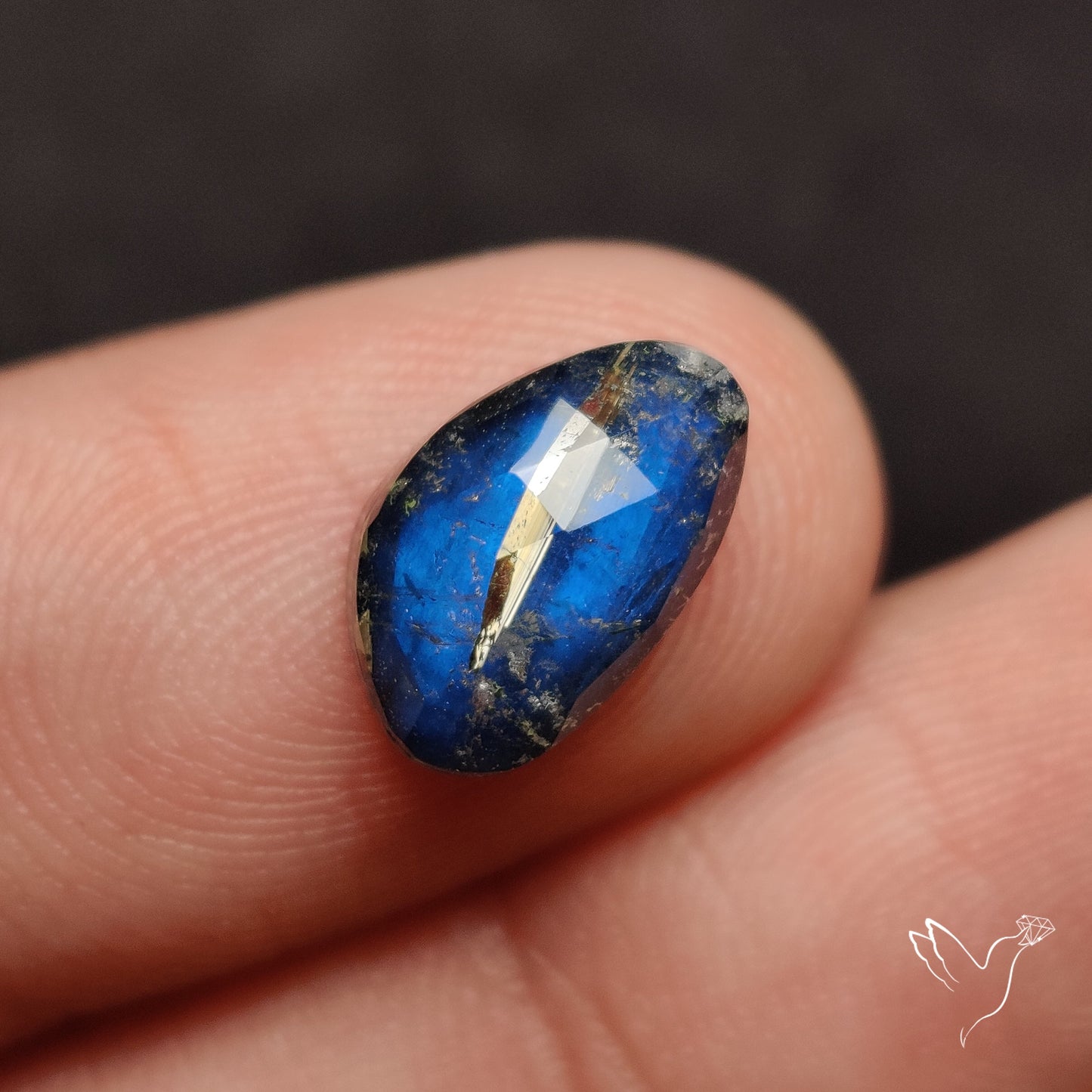 Rose Cut Golden Rutilated Quartz With Blue Labradorite Doublet