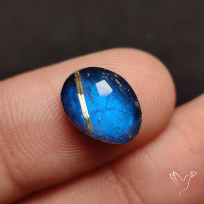 Rose Cut Golden Rutilated Quartz With Blue Labradorite Doublet