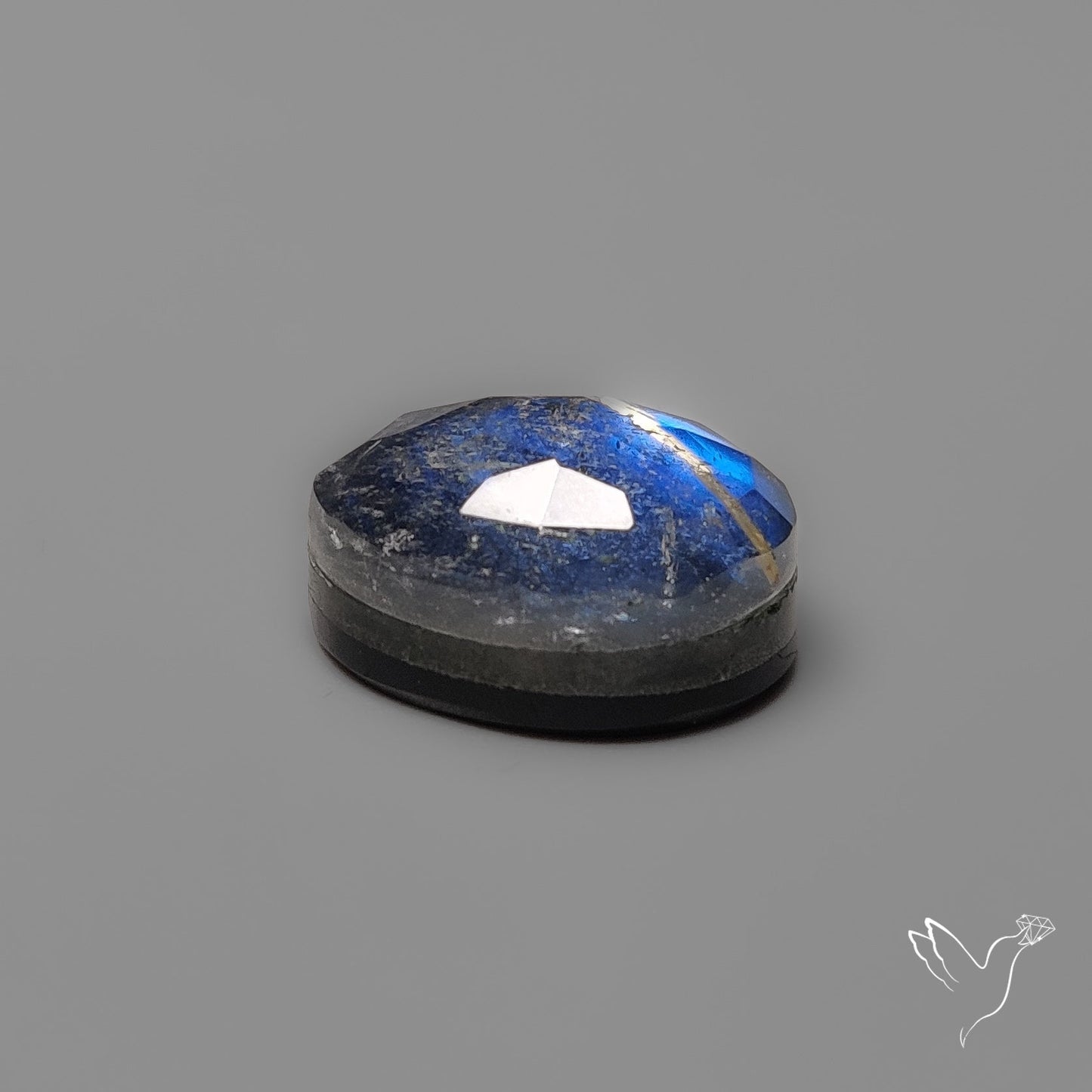 Rose Cut Golden Rutilated Quartz With Blue Labradorite Doublet