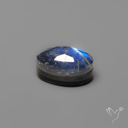 Rose Cut Golden Rutilated Quartz With Blue Labradorite Doublet