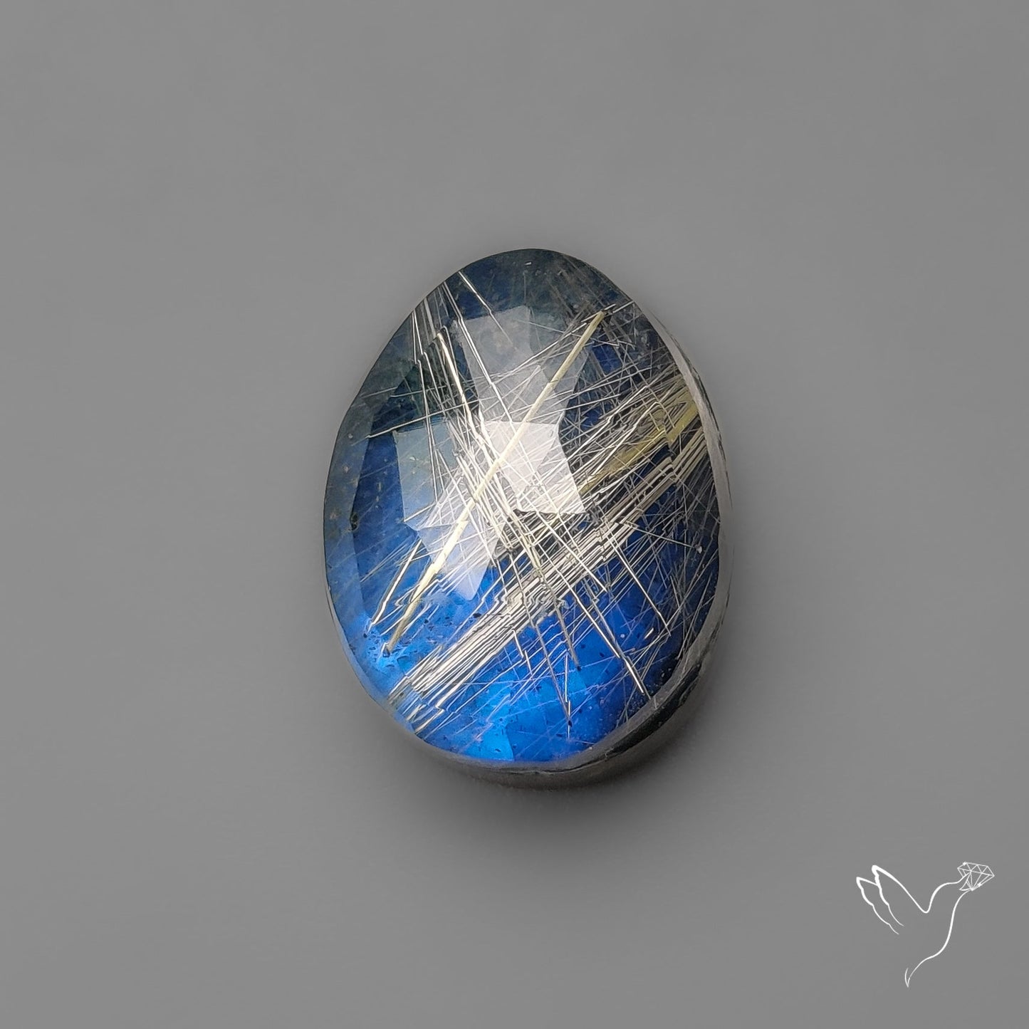 Rose Cut Golden Rutilated Quartz With Blue Labradorite Doublet