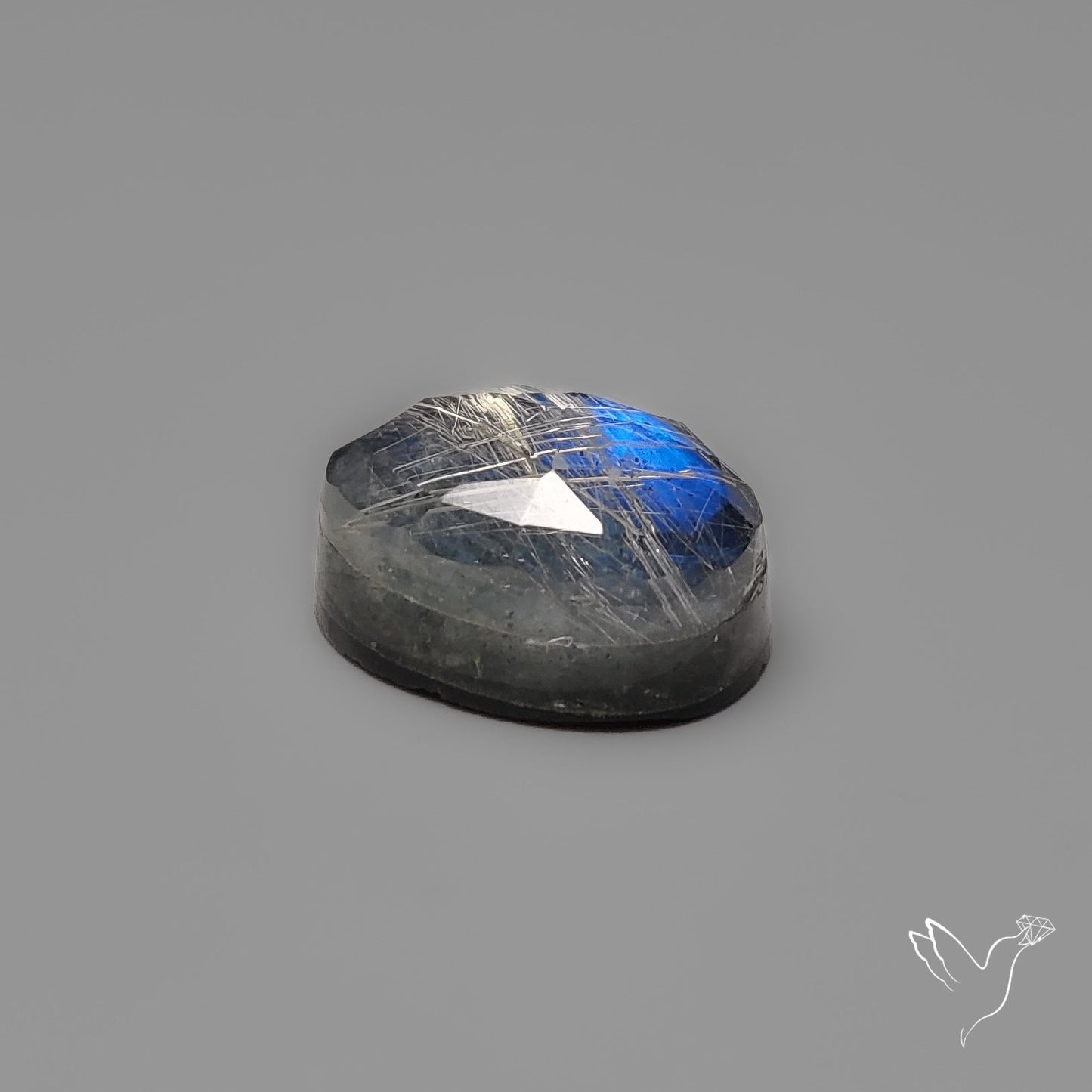 Rose Cut Golden Rutilated Quartz With Blue Labradorite Doublet