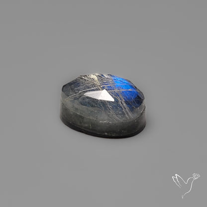 Rose Cut Golden Rutilated Quartz With Blue Labradorite Doublet