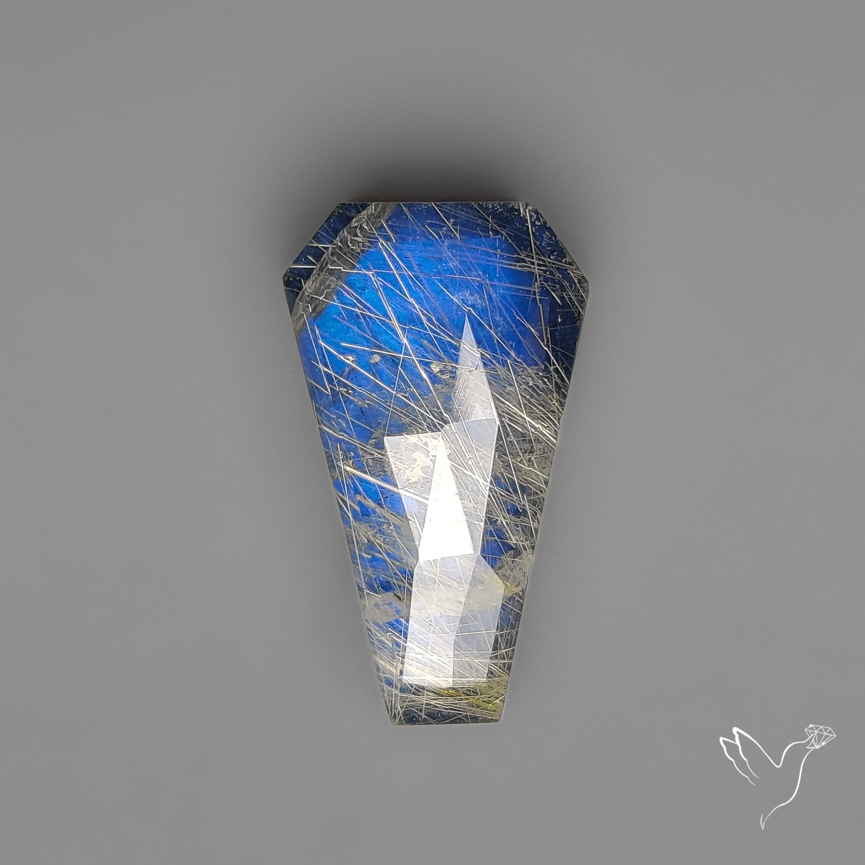 Rose Cut Golden Rutilated Quartz With Blue Labradorite Coffin Doublet