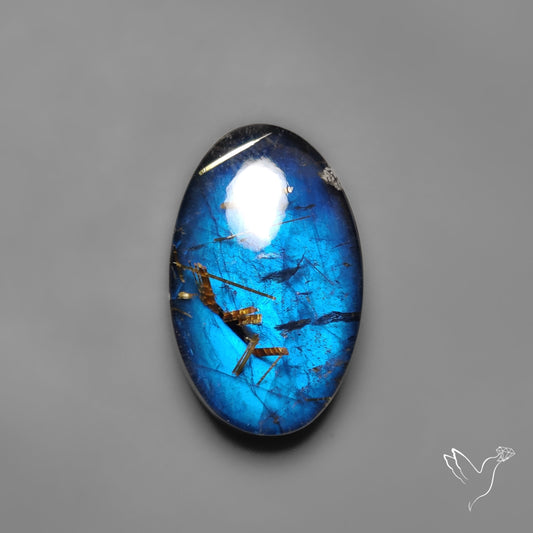 Golden Rutilated Quartz With Blue Labradorite Doublet