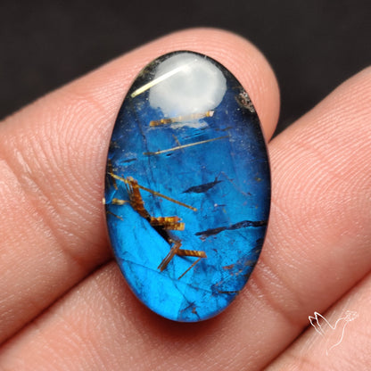 Golden Rutilated Quartz With Blue Labradorite Doublet