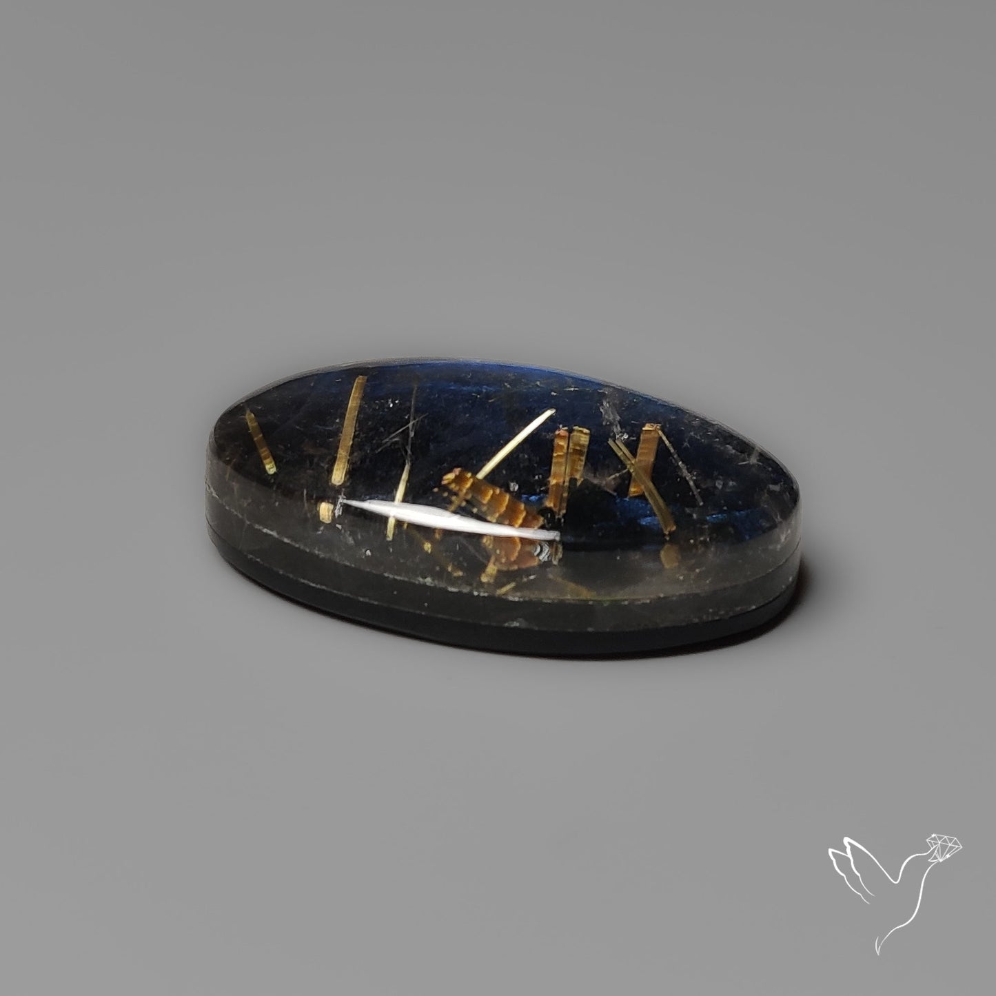 Golden Rutilated Quartz With Blue Labradorite Doublet