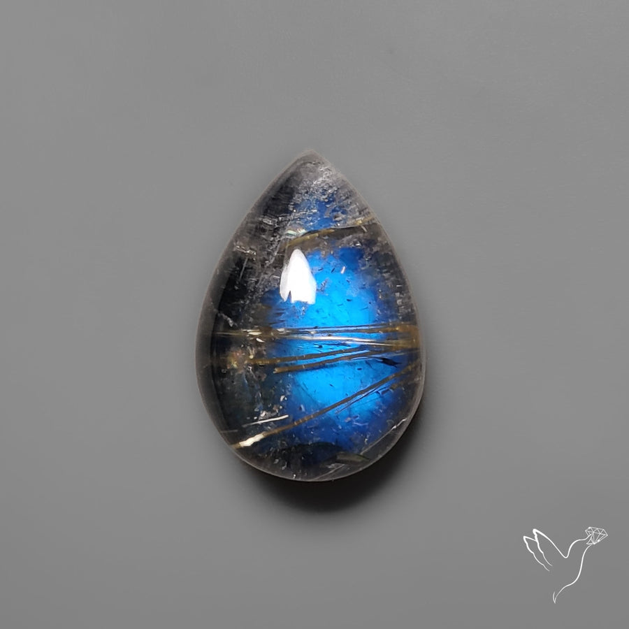 Golden Rutilated Quartz With Blue Labradorite Doublet