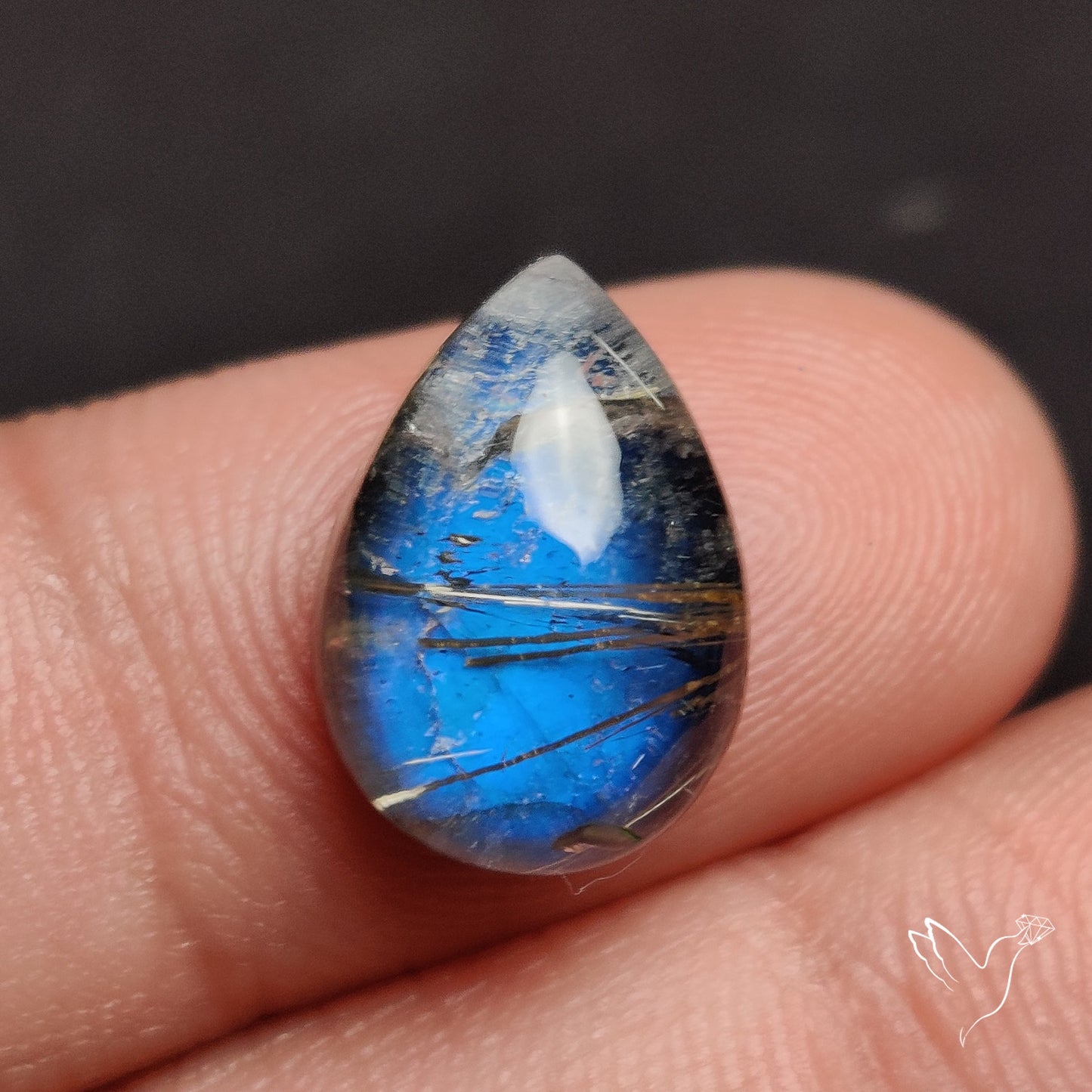 Golden Rutilated Quartz With Blue Labradorite Doublet