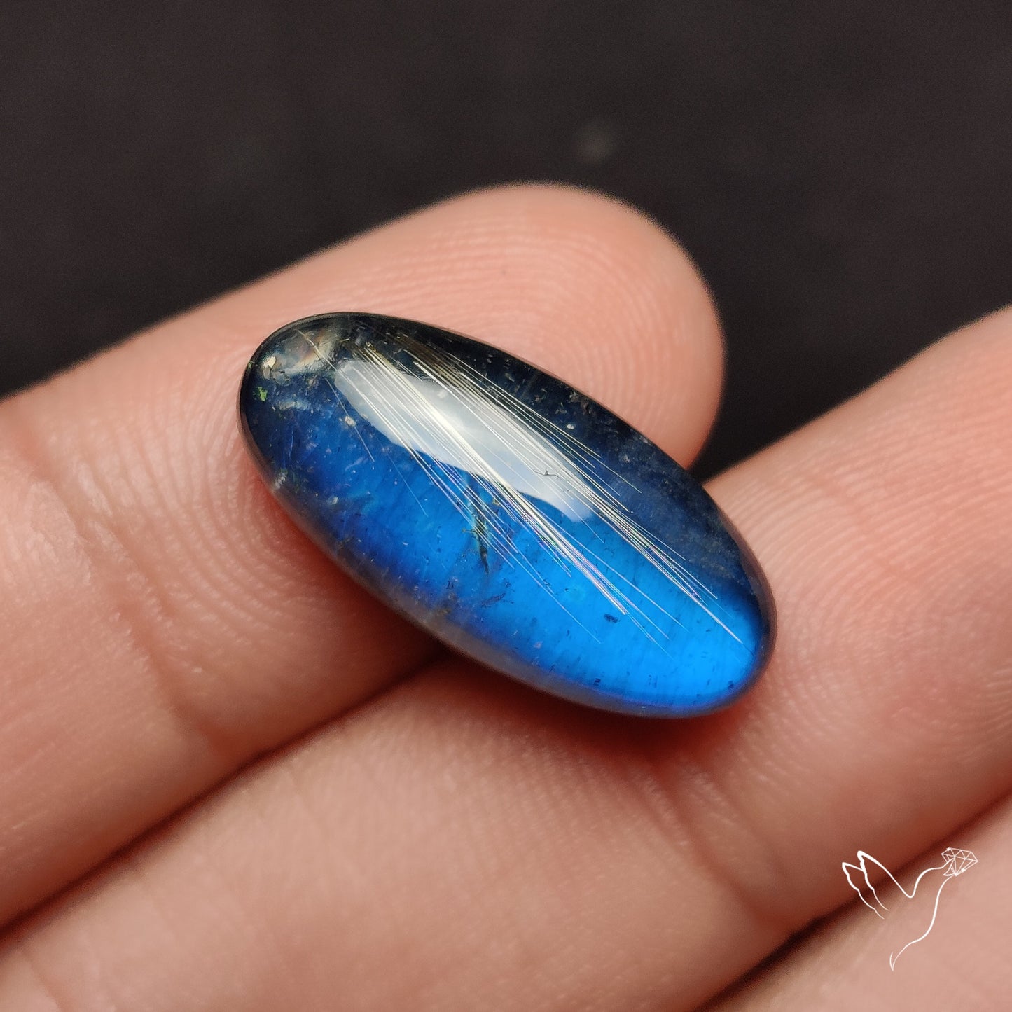 Golden Rutilated Quartz With Blue Labradorite Doublet