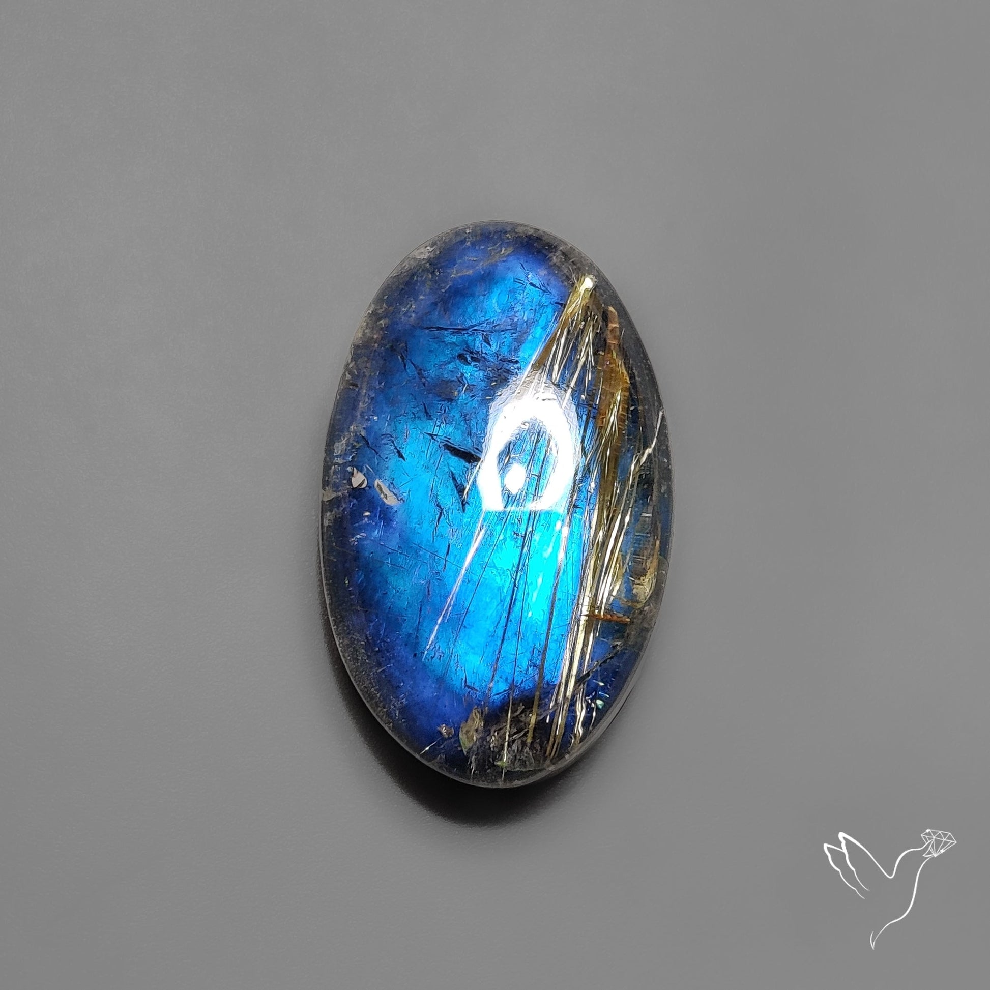 Golden Rutilated Quartz With Blue Labradorite Doublet