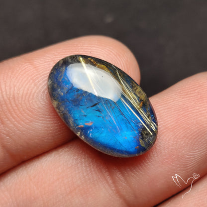 Golden Rutilated Quartz With Blue Labradorite Doublet