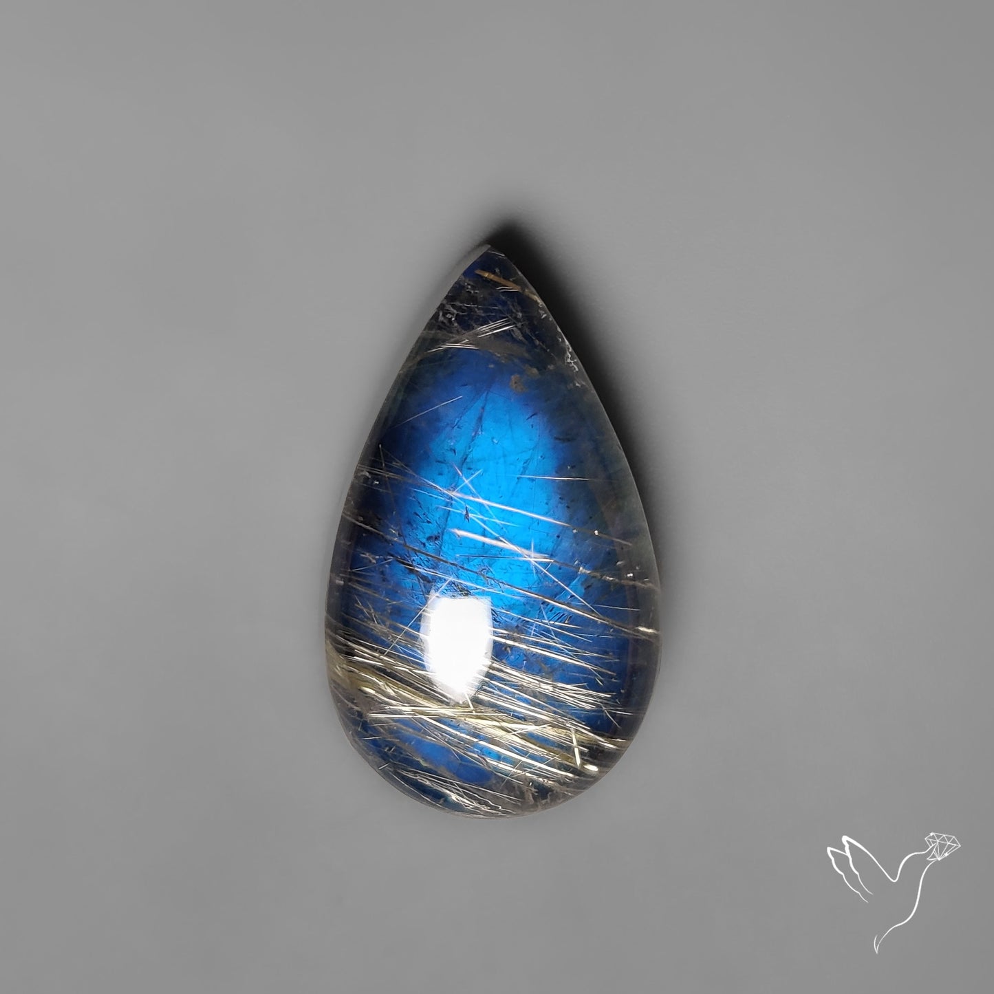 Golden Rutilated Quartz With Blue Labradorite Doublet